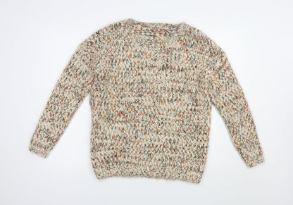 TU Womens Beige Crew Neck  Polyester Pullover Jumper Size 12