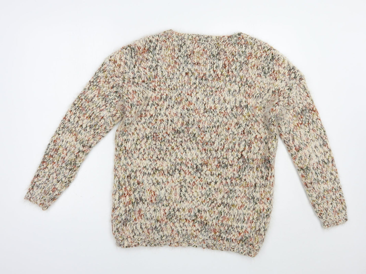 TU Womens Beige Crew Neck  Polyester Pullover Jumper Size 12