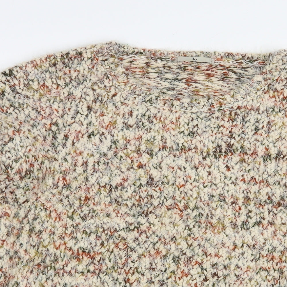 TU Womens Beige Crew Neck  Polyester Pullover Jumper Size 12