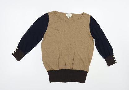 Nrxt Womens Beige Boat Neck  Cotton Pullover Jumper Size 14