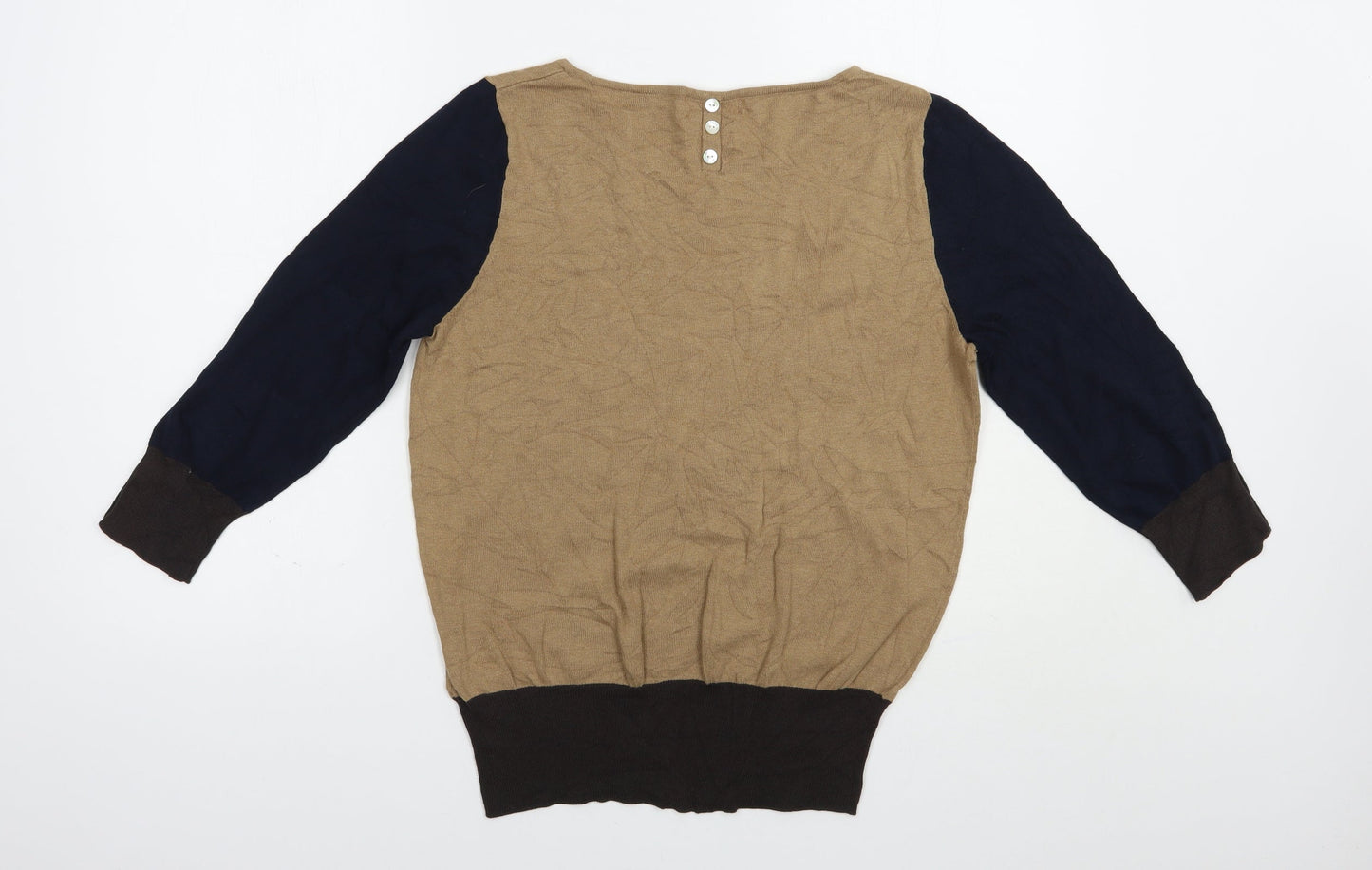 Nrxt Womens Beige Boat Neck  Cotton Pullover Jumper Size 14