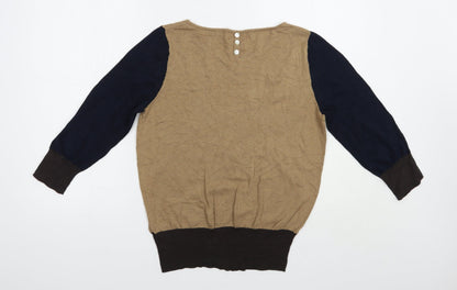 Nrxt Womens Beige Boat Neck  Cotton Pullover Jumper Size 14