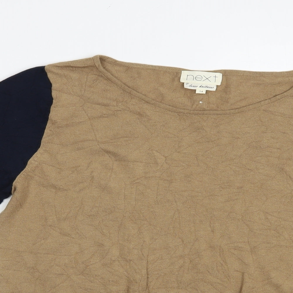 Nrxt Womens Beige Boat Neck  Cotton Pullover Jumper Size 14