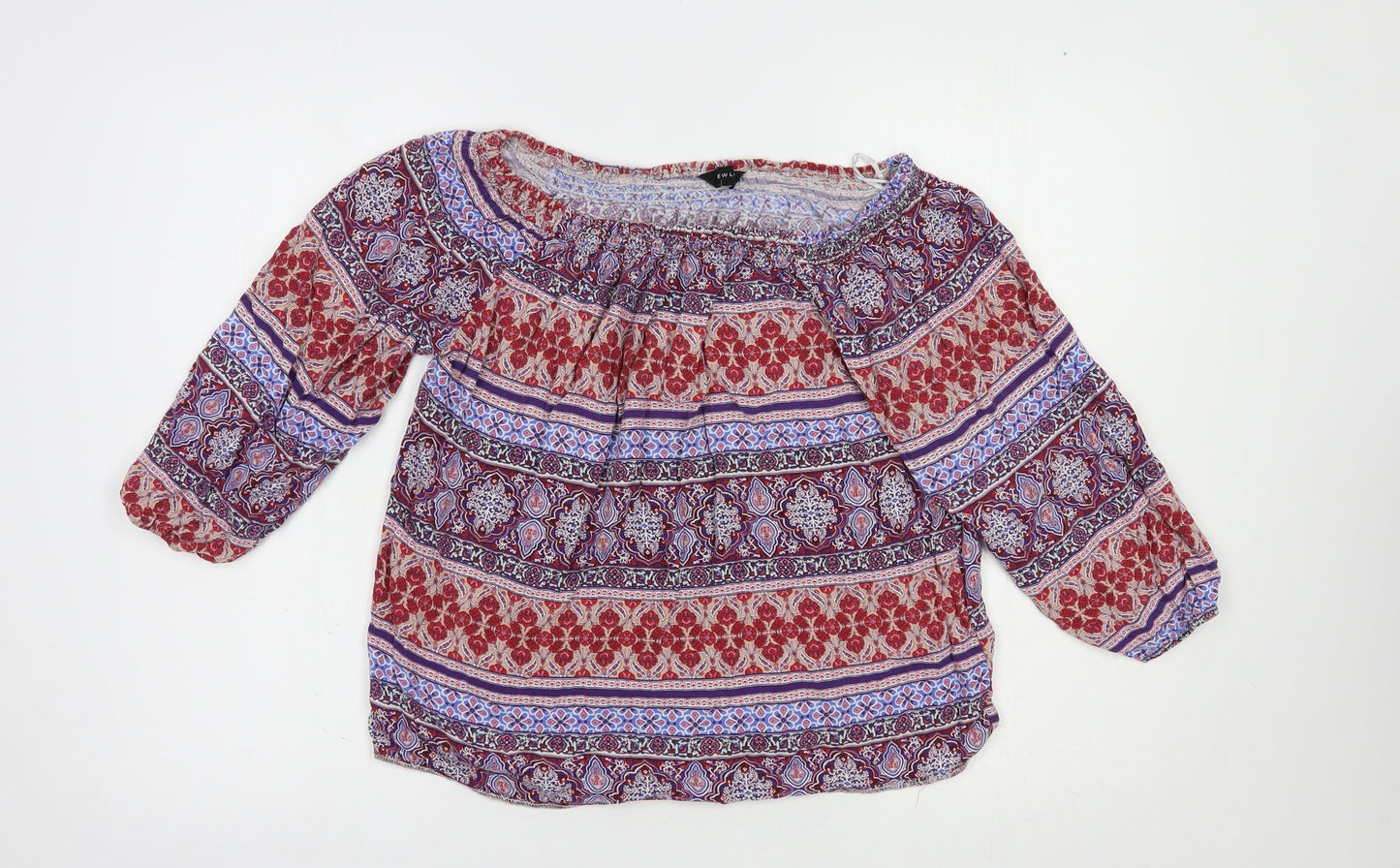 Womens UK Size 12 New Look Multicoloured Basic Blouse