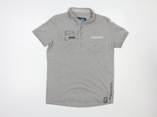 Smith & Jones Mens Grey  Cotton  Polo Size M Collared Button