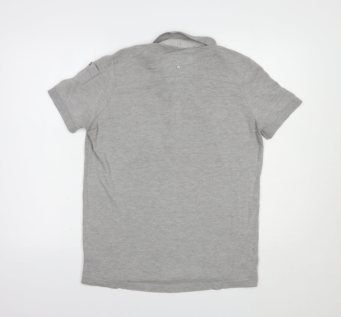 Smith & Jones Mens Grey  Cotton  Polo Size M Collared Button