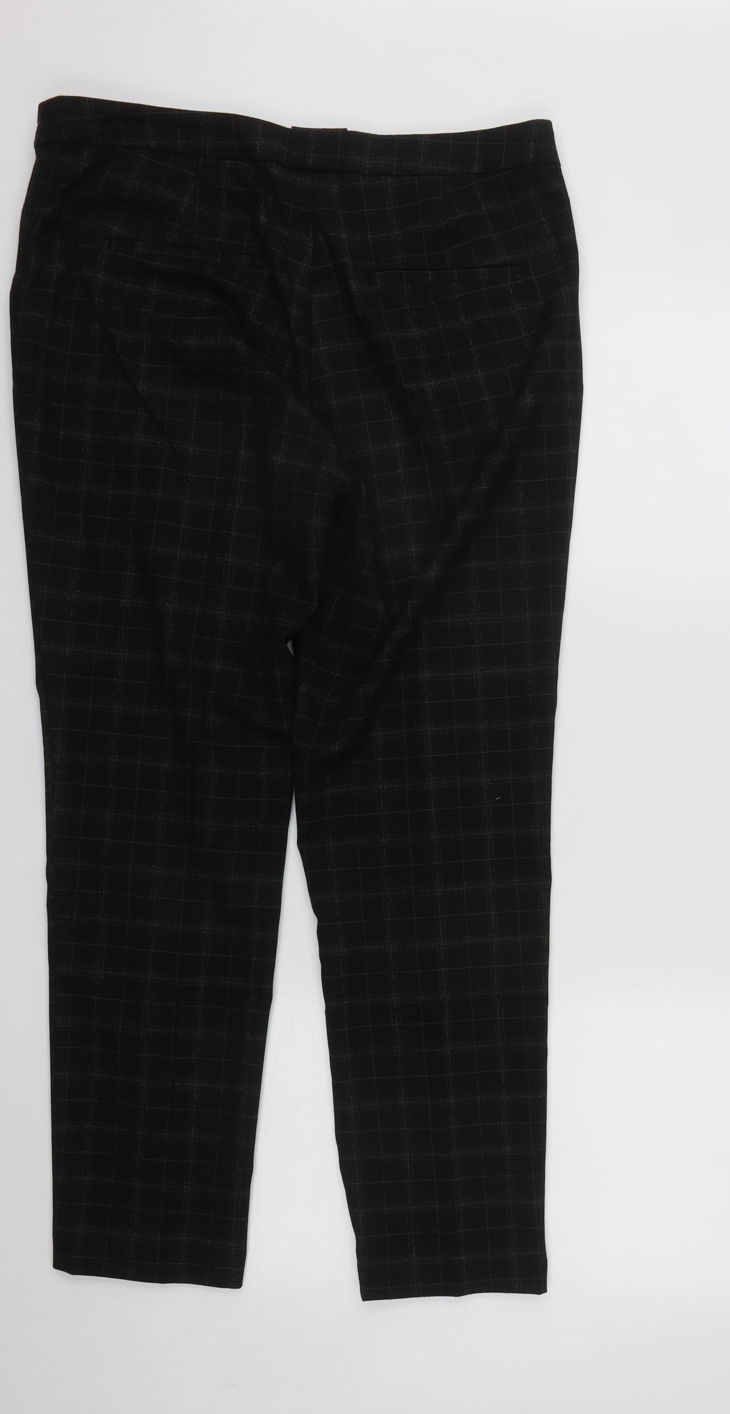 MNG Womens Black Plaid Polyester Trousers  Size 14 L27 in Regular Zip