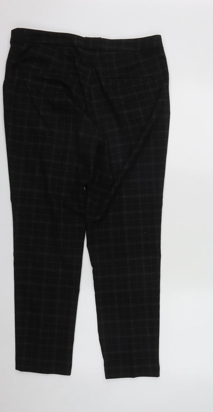MNG Womens Black Plaid Polyester Trousers  Size 14 L27 in Regular Zip