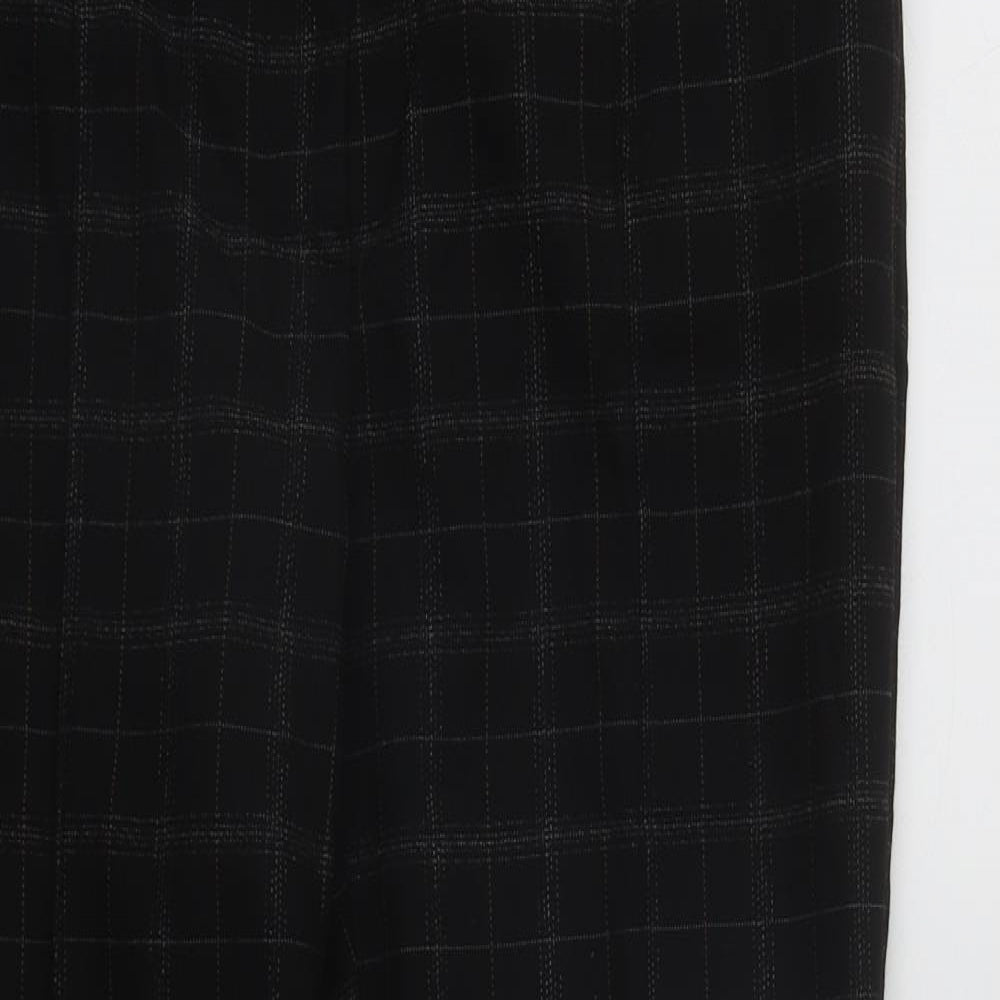 MNG Womens Black Plaid Polyester Trousers  Size 14 L27 in Regular Zip