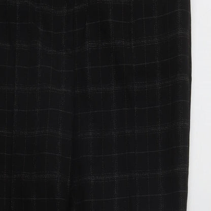 MNG Womens Black Plaid Polyester Trousers  Size 14 L27 in Regular Zip