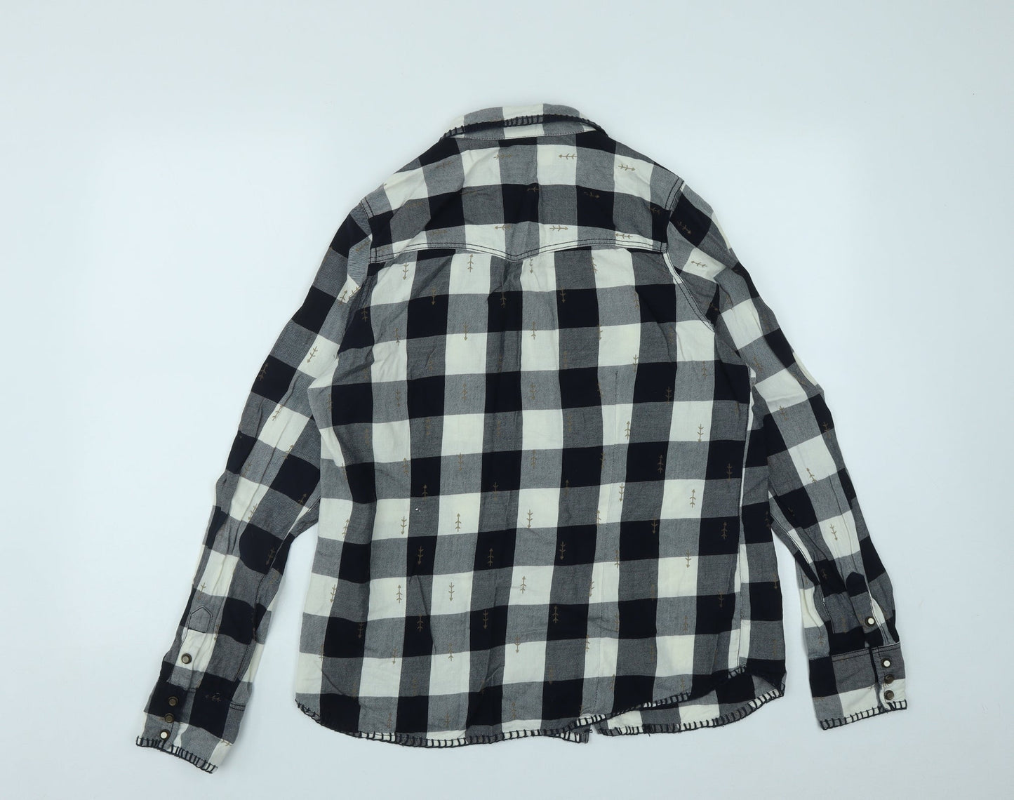 Twenty Three Womens Multicoloured Plaid Cotton Basic Button-Up Size XL Collared