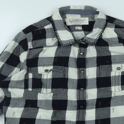 Twenty Three Womens Multicoloured Plaid Cotton Basic Button-Up Size XL Collared