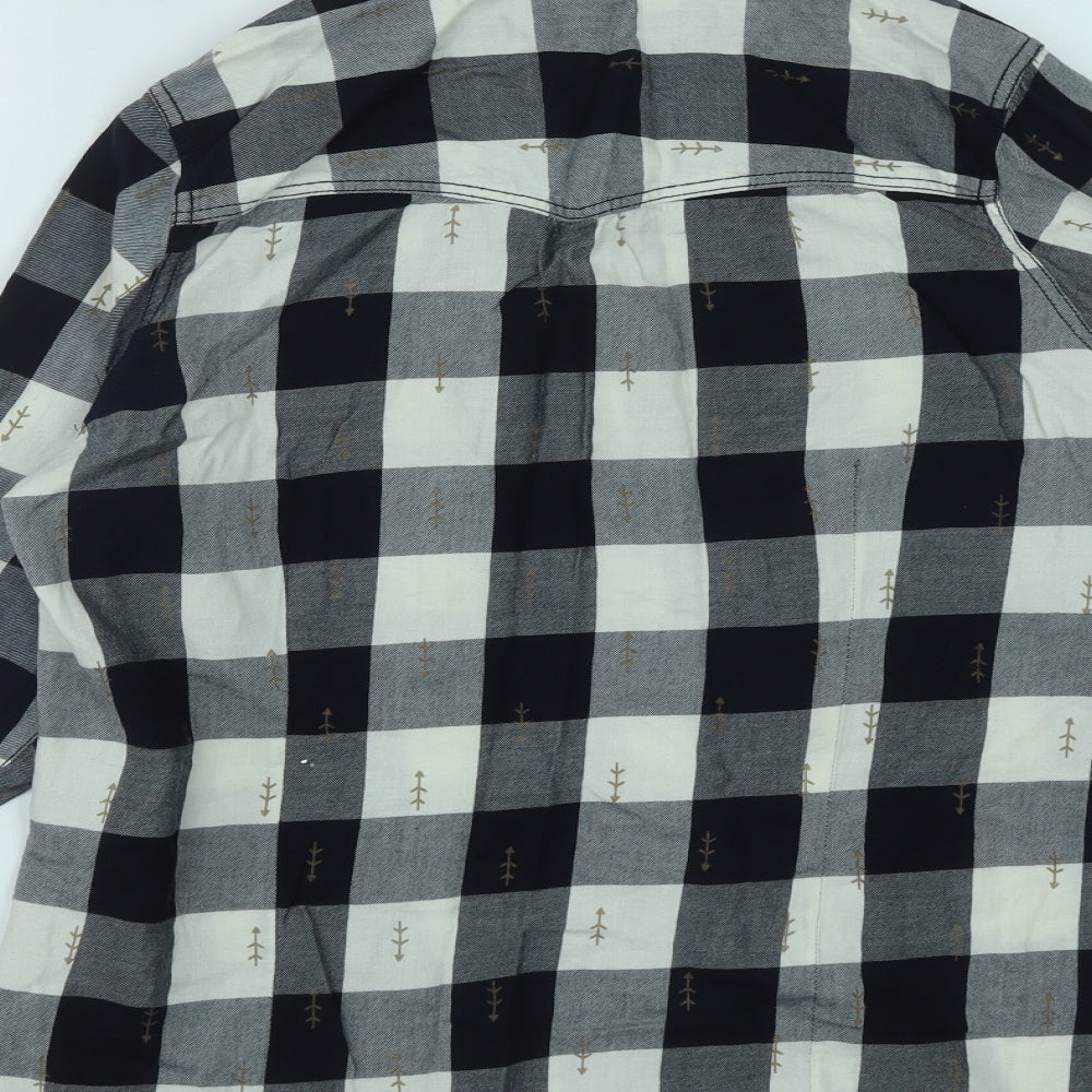 Twenty Three Womens Multicoloured Plaid Cotton Basic Button-Up Size XL Collared