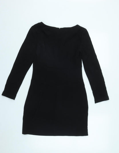 Karl Marc John Womens Black  Polyester A-Line  Size XS  Scoop Neck Zip