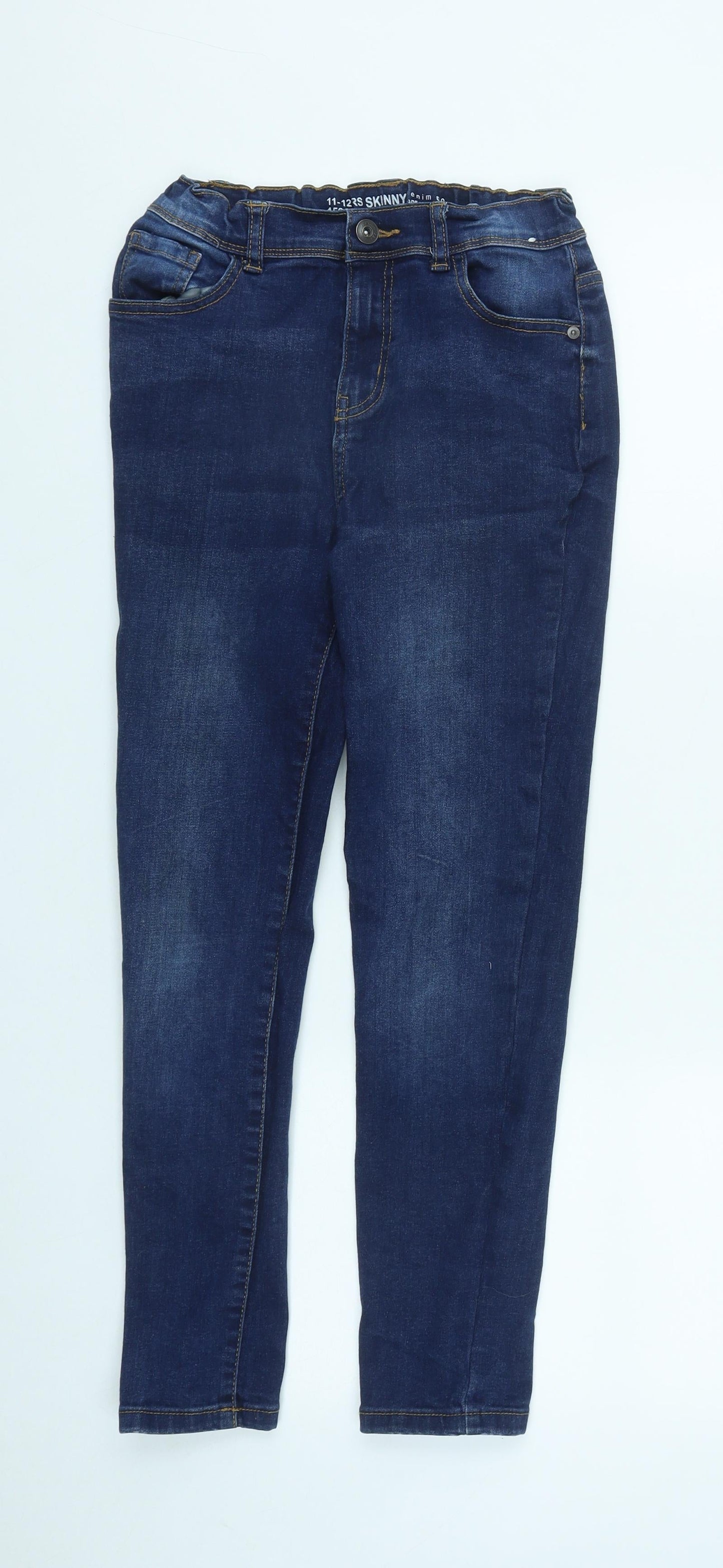 Denim & Co. Girls Blue  Cotton Skinny Jeans Size 11-12 Years  Regular