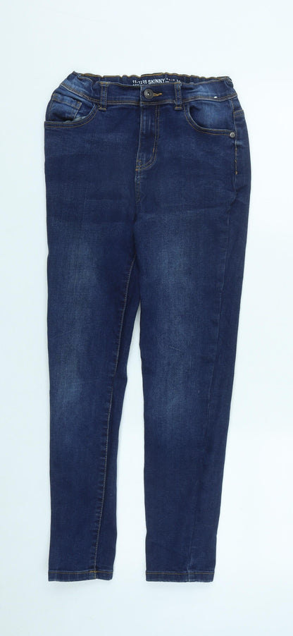 Denim & Co. Girls Blue  Cotton Skinny Jeans Size 11-12 Years  Regular