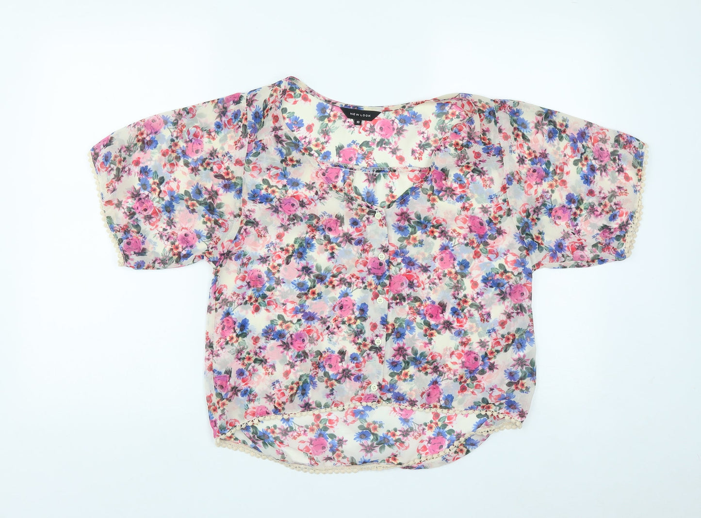 Womens UK Size 10 New Look Multicoloured Basic Button-Up