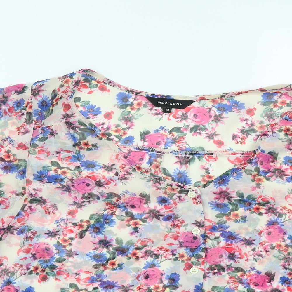 Womens UK Size 10 New Look Multicoloured Basic Button-Up