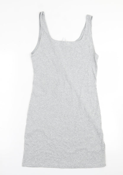 H&M Womens Grey  Cotton Bodycon  Size L  Scoop Neck Pullover