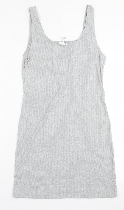 H&M Womens Grey  Cotton Bodycon  Size L  Scoop Neck Pullover