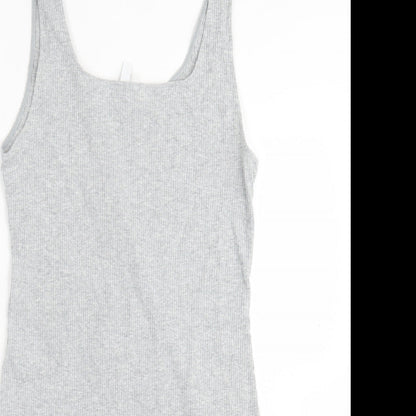 H&M Womens Grey  Cotton Bodycon  Size L  Scoop Neck Pullover