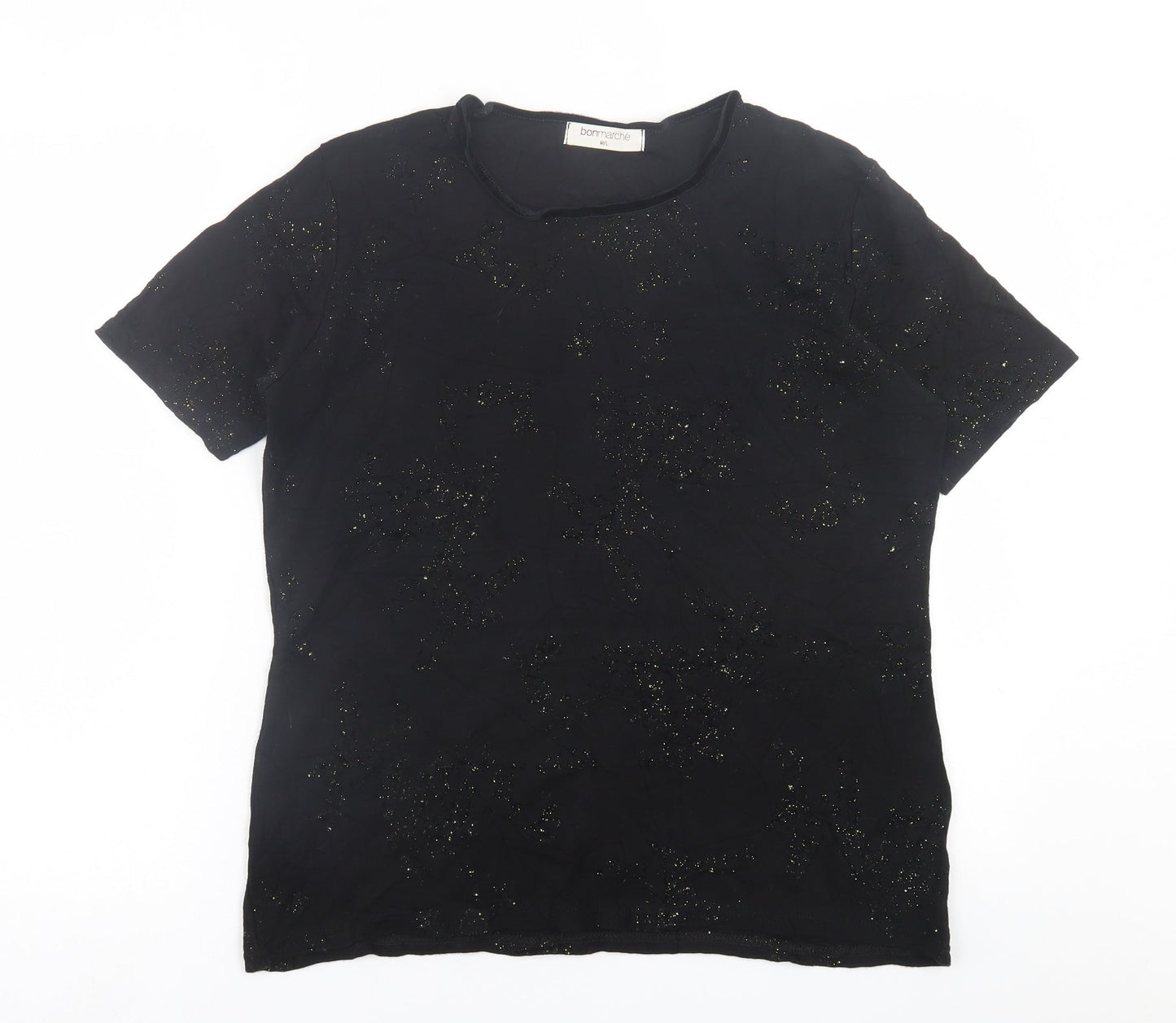 Womens UK Size M bonmarch Black Basic T-Shirt