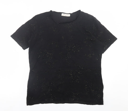 Womens UK Size M bonmarch Black Basic T-Shirt