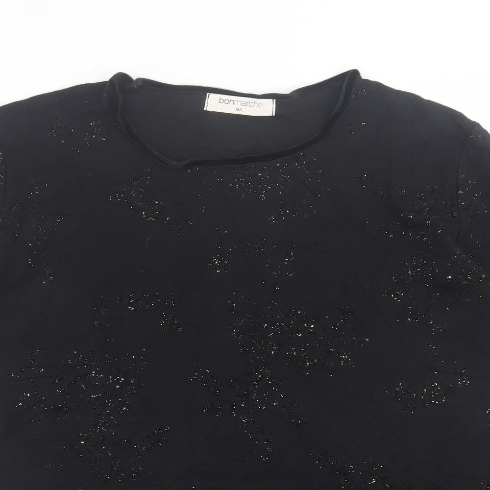 Womens UK Size M bonmarch Black Basic T-Shirt