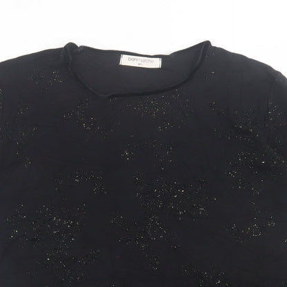 Womens UK Size M bonmarch Black Basic T-Shirt