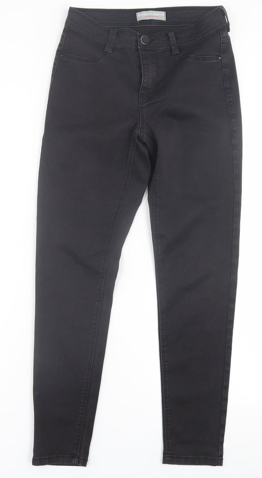 Dorothy Perkins Womens Black  Cotton Skinny Jeans Size 8 L26 in Regular Button