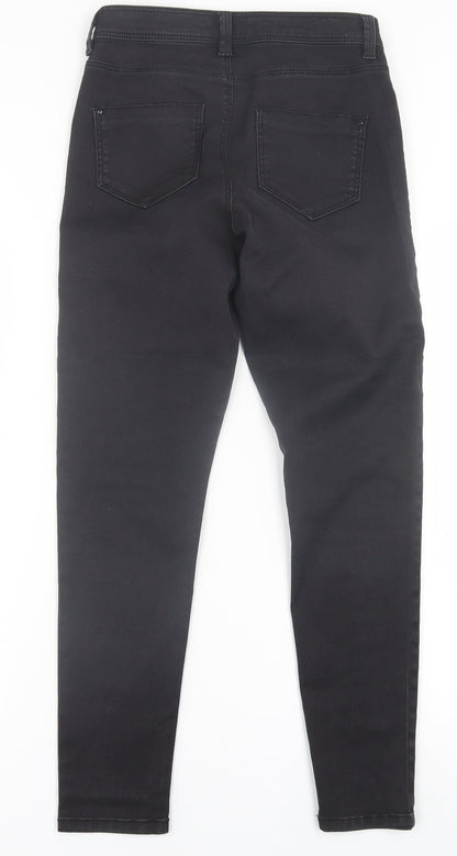 Dorothy Perkins Womens Black  Cotton Skinny Jeans Size 8 L26 in Regular Button