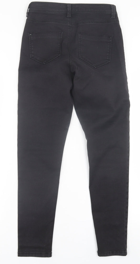 Dorothy Perkins Womens Black  Cotton Skinny Jeans Size 8 L26 in Regular Button