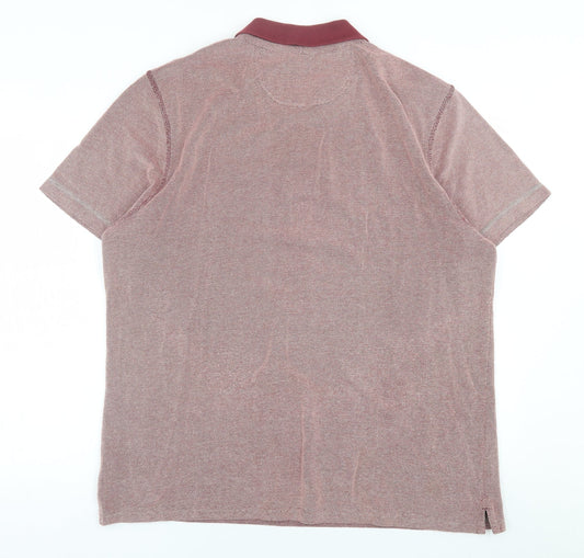 Debenhams Mens Red  Cotton  Polo Size L Collared Button