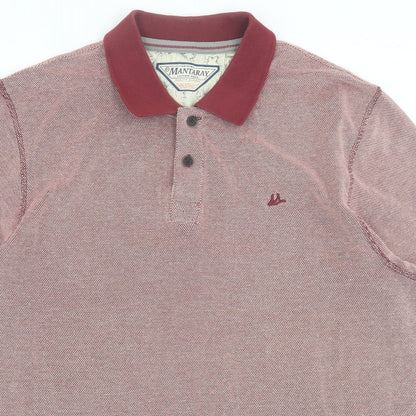 Debenhams Mens Red  Cotton  Polo Size L Collared Button