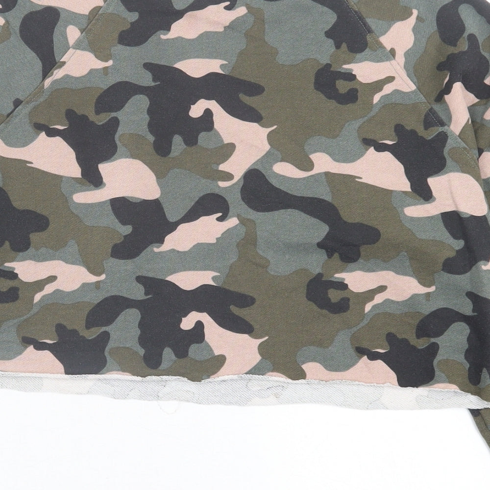 H&M Womens Green Camouflage Polyester Pullover Sweatshirt Size M  Pullover - Cropped