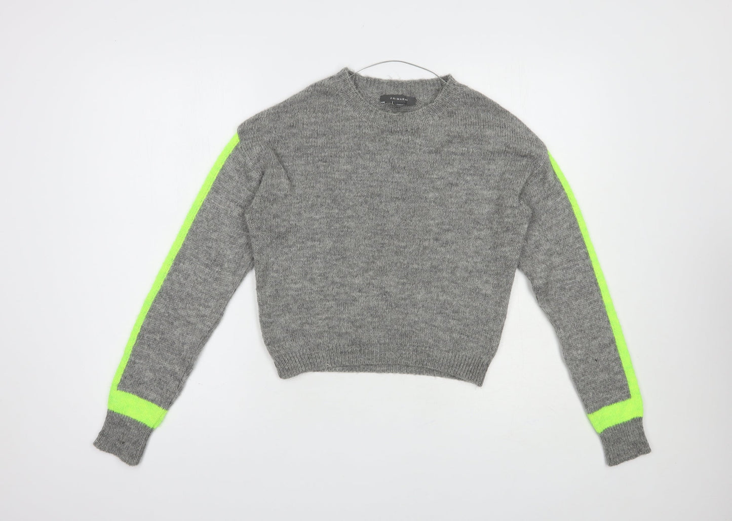 Primark Womens Grey Crew Neck  Acrylic Pullover Jumper Size XS