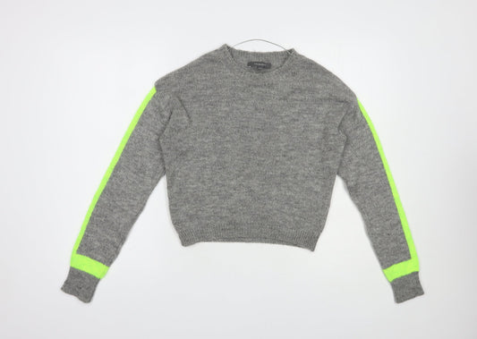 Primark Womens Grey Crew Neck  Acrylic Pullover Jumper Size XS