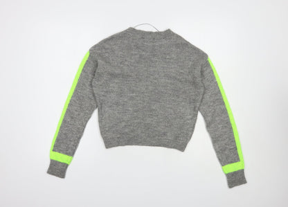 Primark Womens Grey Crew Neck  Acrylic Pullover Jumper Size XS