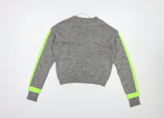 Primark Womens Grey Crew Neck  Acrylic Pullover Jumper Size XS