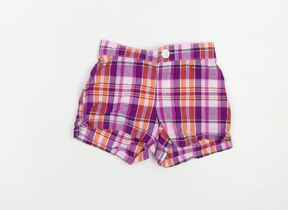 Gymboree Girls Purple Plaid Cotton Bermuda Shorts Size 4 Years  Regular Buckle