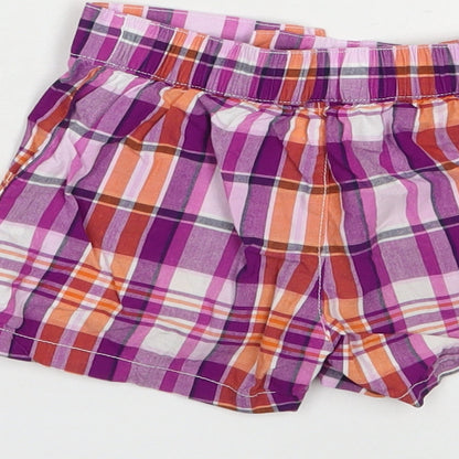 Gymboree Girls Purple Plaid Cotton Bermuda Shorts Size 4 Years  Regular Buckle