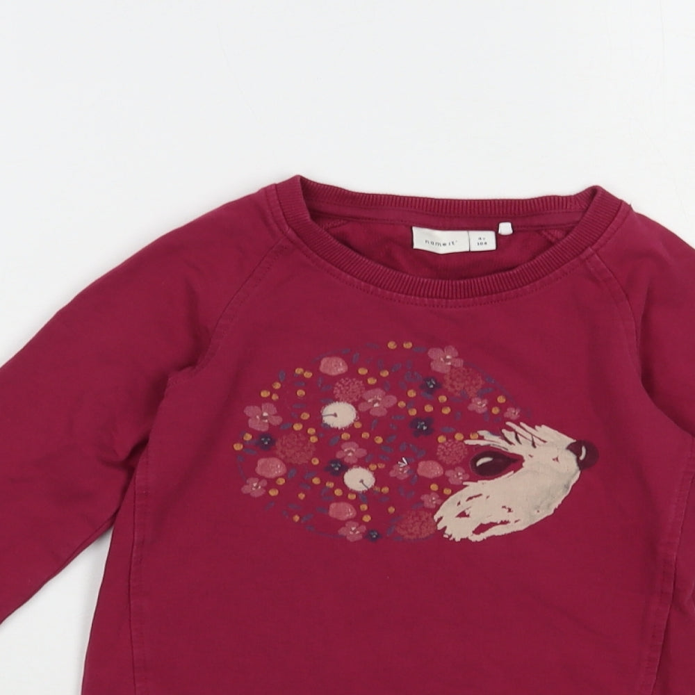name it Girls Purple  Cotton Pullover Sweatshirt Size 4 Years  Pullover - Hedgehog