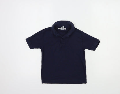 Fruit of the Loom Boys Blue  Cotton Pullover Polo Size 5-6 Years Collared Button