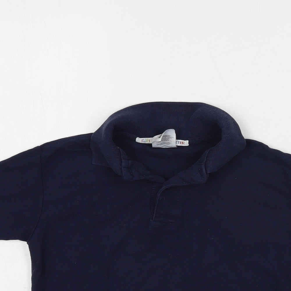 Fruit of the Loom Boys Blue  Cotton Pullover Polo Size 5-6 Years Collared Button