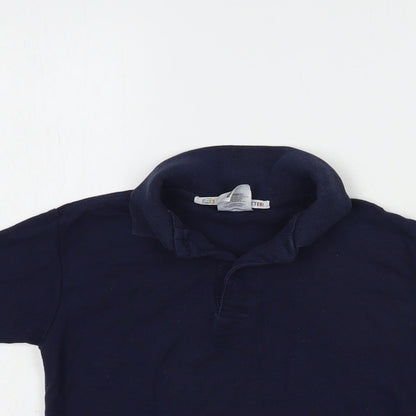Fruit of the Loom Boys Blue  Cotton Pullover Polo Size 5-6 Years Collared Button