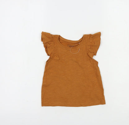 NEXT Baby Brown  Cotton Basic Blouse Size 12-18 Months Crew Neck Pullover