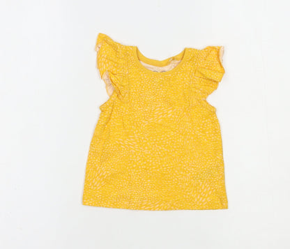 NEXT Baby Yellow Animal Print Cotton Pullover T-Shirt Size 12-18 Months Crew Neck Pullover