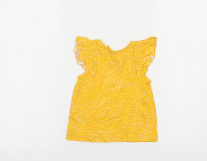 NEXT Baby Yellow Animal Print Cotton Pullover T-Shirt Size 12-18 Months Crew Neck Pullover