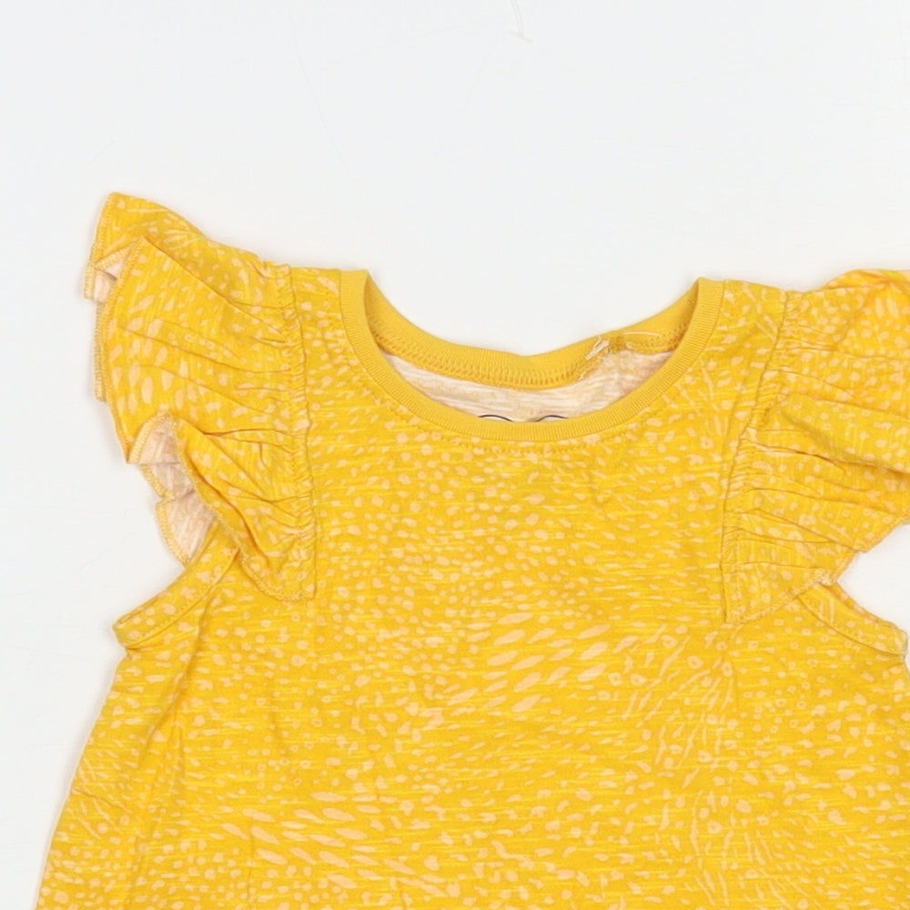 NEXT Baby Yellow Animal Print Cotton Pullover T-Shirt Size 12-18 Months Crew Neck Pullover