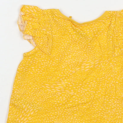 NEXT Baby Yellow Animal Print Cotton Pullover T-Shirt Size 12-18 Months Crew Neck Pullover